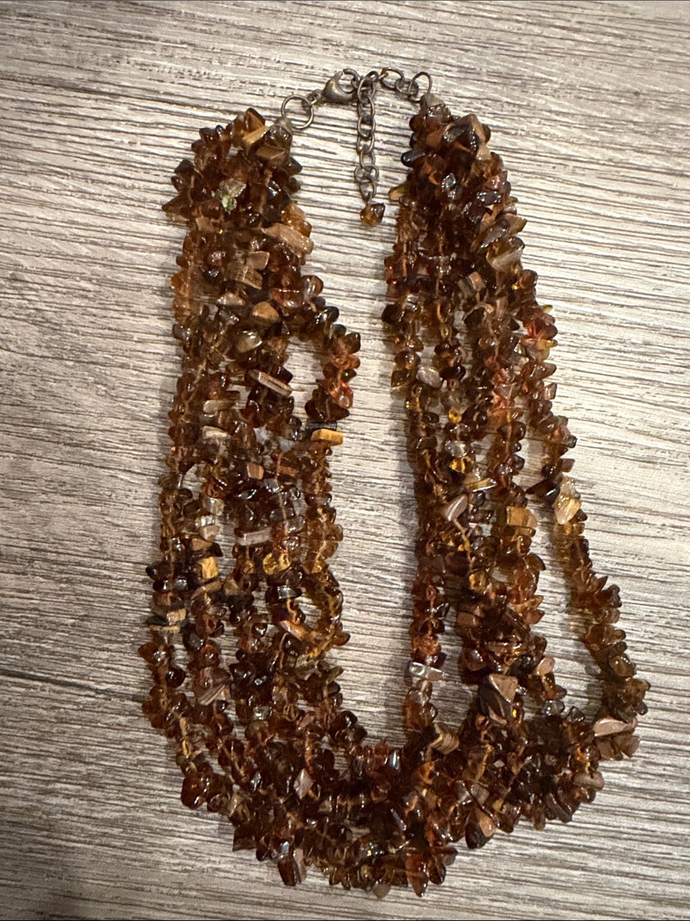 Vintage Multi-Strand Brown Chip beautiful Necklace!!